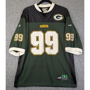 Green Bay Packers #99 Puma Jersey Men’s Large NFL w/ Cletidus Hunt Autographed